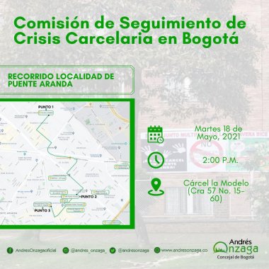 <p>Concejales de Bogotá realizarán recorrido en Puente Aranda para verificar problemáticas derivadas de la cercanía a centros de reclusión</p>