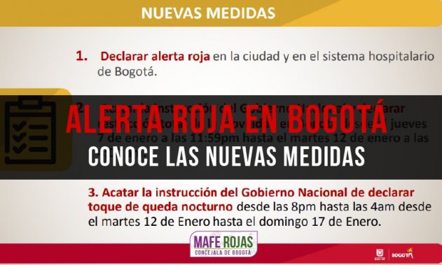 <p>Alerta Roja en Bogotá, conoce las nuevas medidas</p>